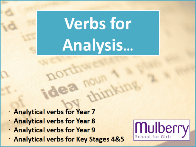 analysis essay verbs