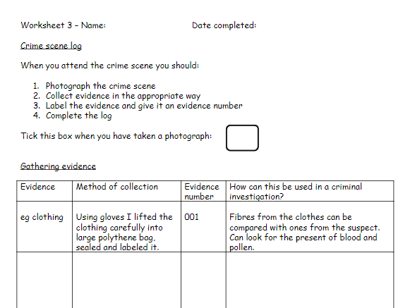 Ks3 Science Lesson Plan And Worksheets Let Students Be Forensic Scientists And Investigate A Crime Scene Teachwire Teaching Resource