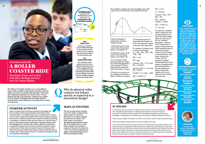 Ks3 Science Lesson Plan And Worksheets Learn The Physics Of Forces And Motion With Rollercoasters And Theme Parks Teachwire Teaching Resource