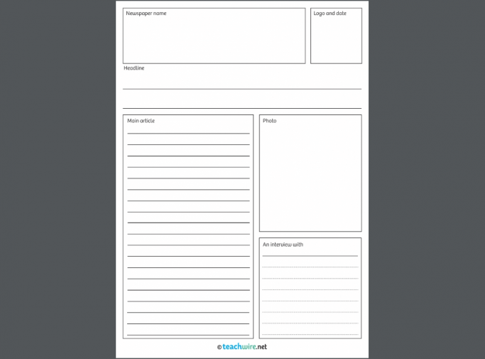 Free Newspaper Front Page Template Teachwire Teaching Resource