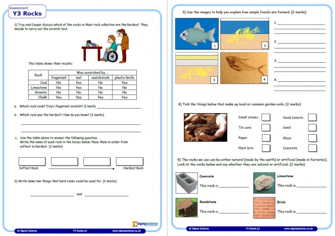 Year 3 Science Assessment Worksheet with Answers – Rocks | Teachwire