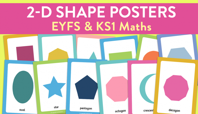 2D shape recognition posters for Early Years and KS1 maths