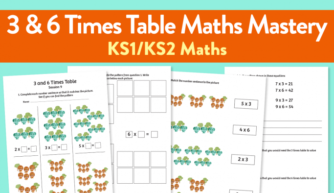 9 challenging maths mastery worksheets for teaching the times tables from 2 to 10