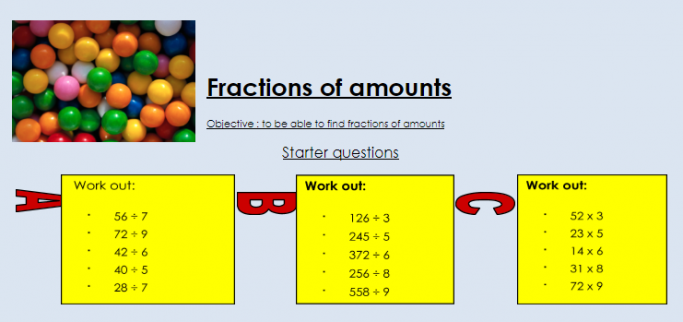 fractions of amounts worksheet for ks3 maths teachwire teaching resource