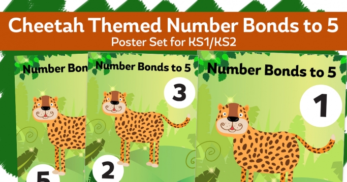 Number Bonds To 5 Cheetah Posters For KS1