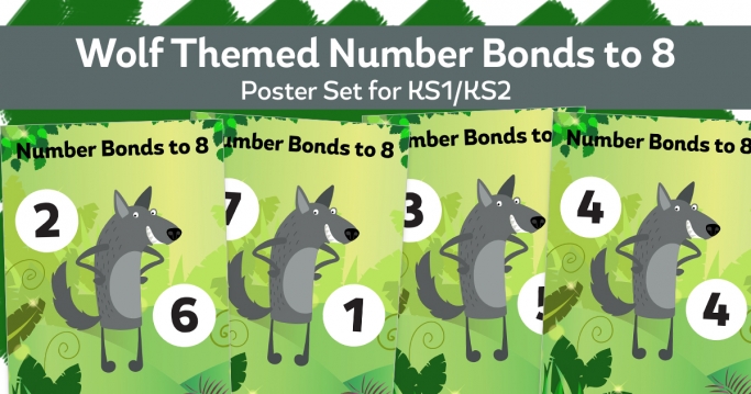 Number Bonds To 8 Wolf Posters For KS1