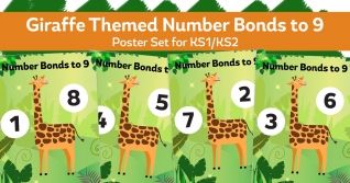 Number Bonds To 9 Giraffe Posters For KS1