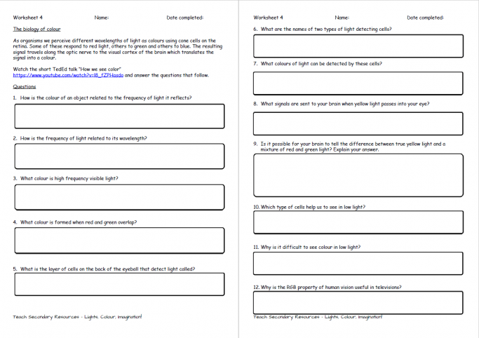the science of colours and emotion ks4 physics chemistry and biology lesson plan and worksheets teachwire teaching resource