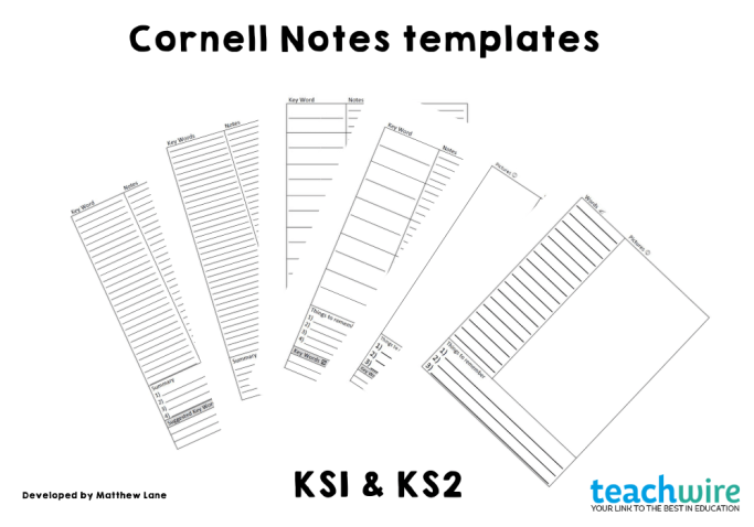 Cornell Notes template – KS1 and KS2