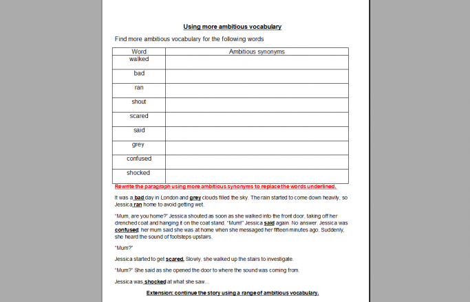 Using More Ambitious Vocabulary Intervention Sessions For