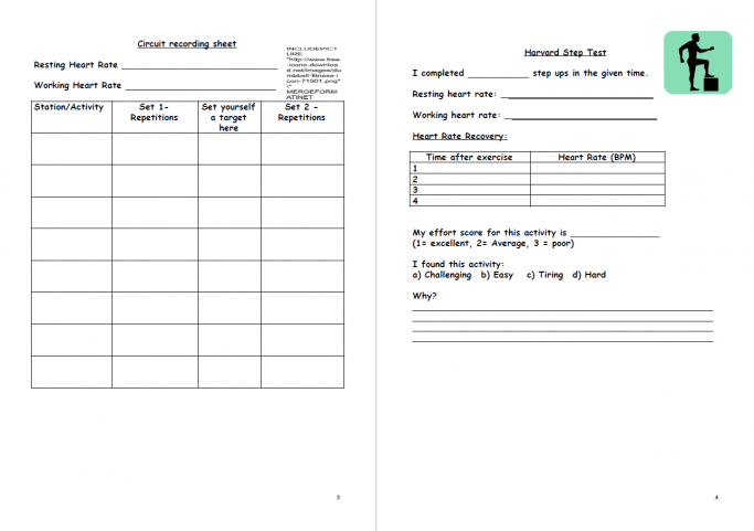 Fitness Booklet for KS3 Core PE