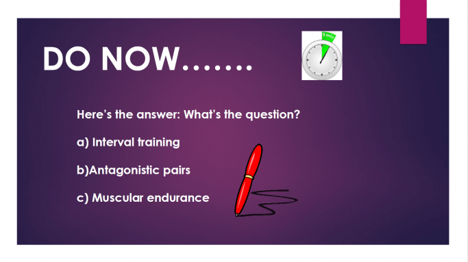 Starter Activity Questions and Timer for GCSE PE