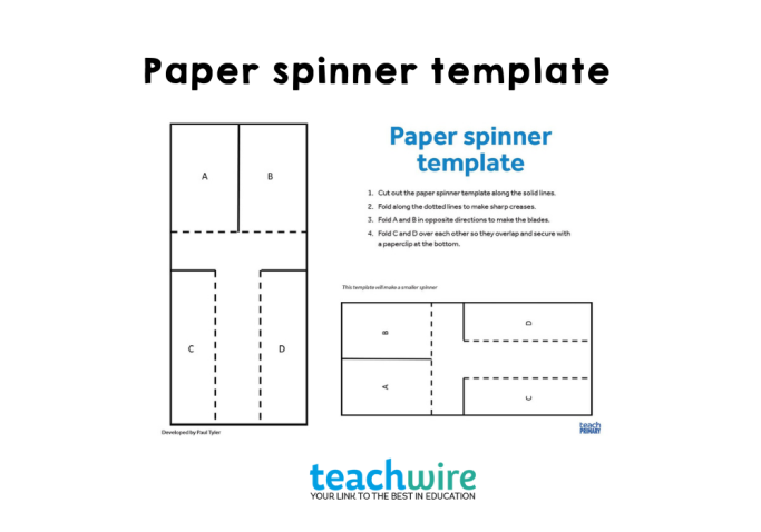 Paper spinner – science investigation template KS2