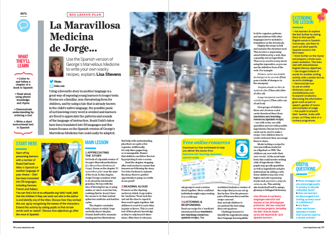 KS2 MFL Lesson Plan – Use the Spanish Version of George’s Marvellous Medicine to Write Your Own Wacky Recipes
