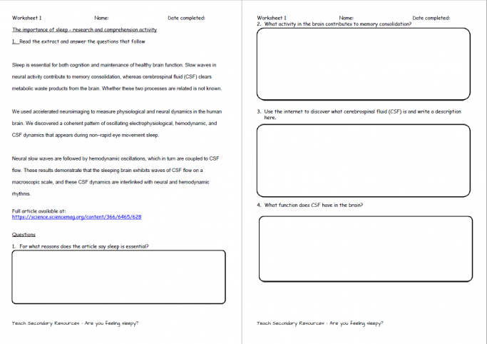 the science of sleep ks3 lesson plan and resources teachwire teaching resource