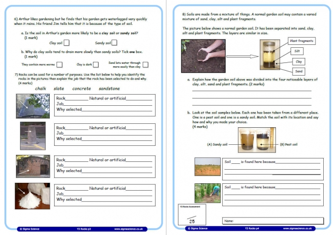 year 3 science assessment worksheet with answers rocks teachwire teaching resource