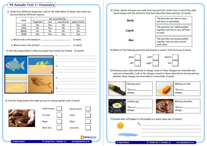 year 6 science assessment sample chemistry test with answers teachwire teaching resource
