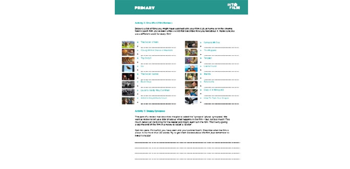 Creating Effective Film Reviews: Primary – activities for KS1/KS2 English and film clubs