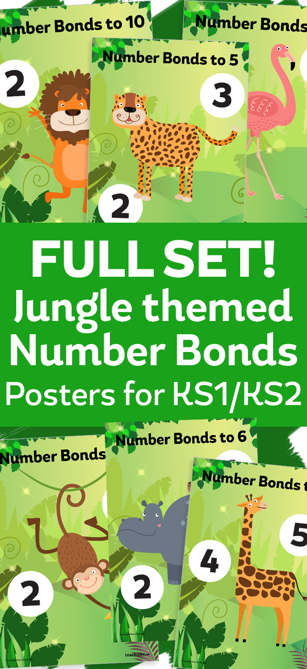 Animal Posters For Teaching Number Bonds to 4-10 For KS1
