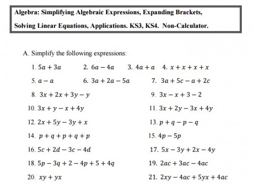 Simplifying Equations Worksheets Year 8 - Tessshebaylo