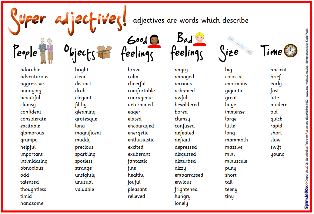 Adjectives – 15 of the best worksheets, games and resources for KS1 and KS2  English