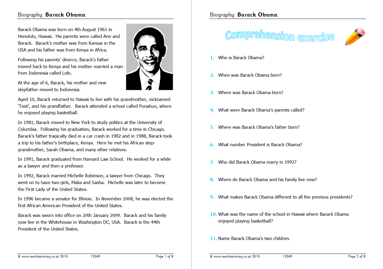 Features of a biography KS25 – 25 of the best worksheets and