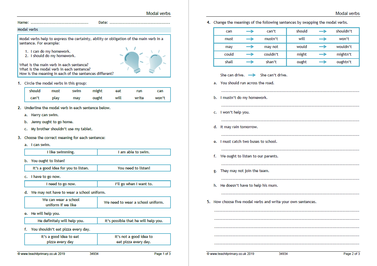 Modal Verbs 8 Of The Best Examples Activities And Resources For Ks2 English Spag