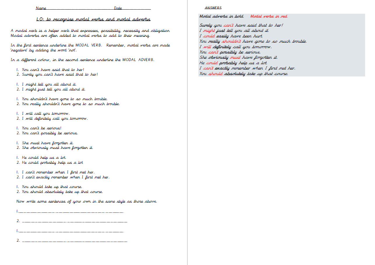 Modal verbs - 8 of the best examples, activities and resources for KS2 English/SPaG