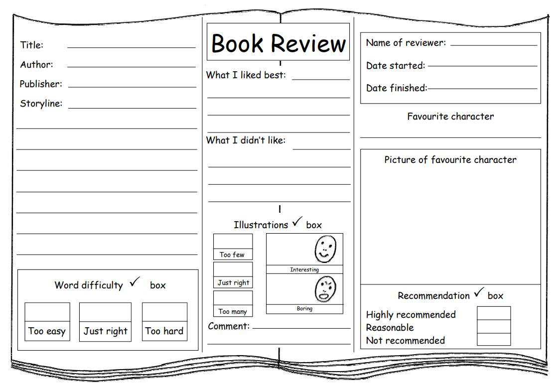 Book review template – 2222 of the best resources for KS2222 and KS22 English Within One Page Book Report Template