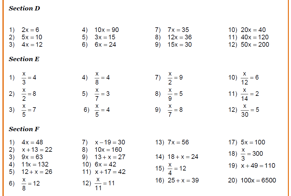 Solving Linear Equations Worksheets from Level 4-7 for KS3 ...