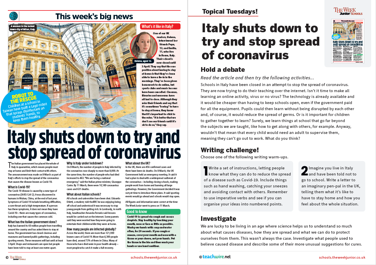Topical Tuesdays From The Week Junior Coronavirus And Covid 19 Teachwire Teaching Resource Topical Tuesdays From The Week Junior Coronavirus And Covid 19 Teachwire Teaching Resource
