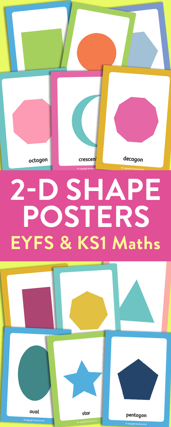 2D shape recognition posters for Early Years and KS1 maths