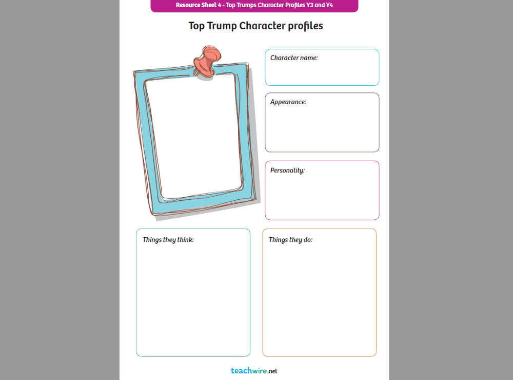 Top Trumps Character Profile Creation Worksheets For Ks1 2 English Creative Writing Teachwire Teaching Resource
