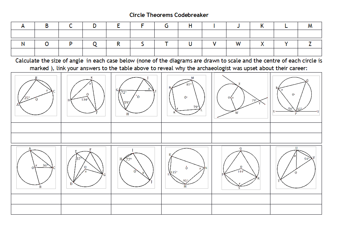 Circle Theorems Codebreaker for KS3 and KS4 Maths