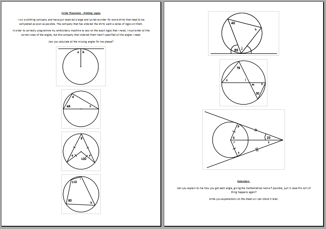 22 free circle theorems worksheets and resources for KS22 and KS22 maths Regarding Angles In A Circle Worksheet