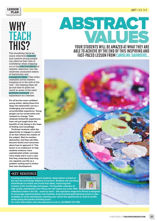Abstract Values Lesson Plan for KS3/4 Art Teachwire Teaching Resource