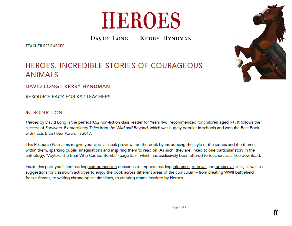 Free Story and KS2 Resource Pack for &#039;Heroes: Incredible Stories of Courageous Animals&#039;