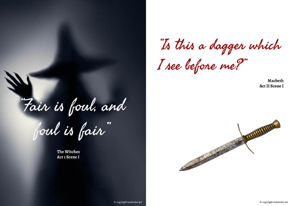 10 Macbeth Quote Posters and Key Quote Worksheet – William Shakespeare Resources for KS3/4 English Literature