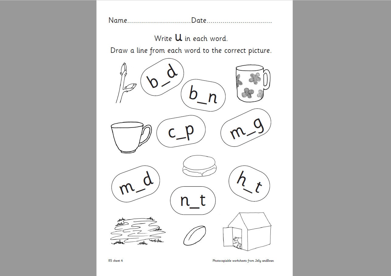 Medial Vowel 'u' Worksheet – Handwriting And Comprehension - Medial Vowel 'u' Worksheet – Handwriting And Comprehension