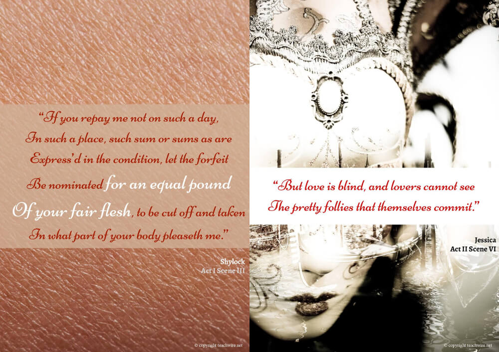 6 Merchant of Venice Quote Posters and Key Quote Worksheet – William Shakespeare Resources for KS3/4 English Literature