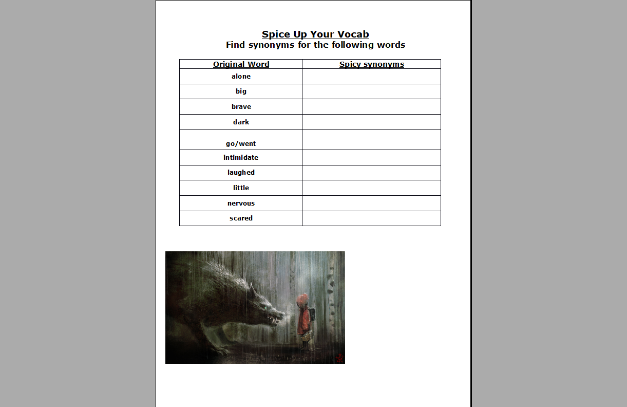 Spice Up Your Vocabulary Little Red Riding Hood Activity For Secondary English Teachwire Teaching Resource