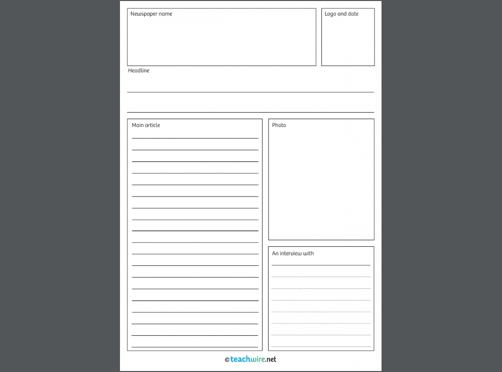 Blank Newspaper Template For Word from www.teachwire.net