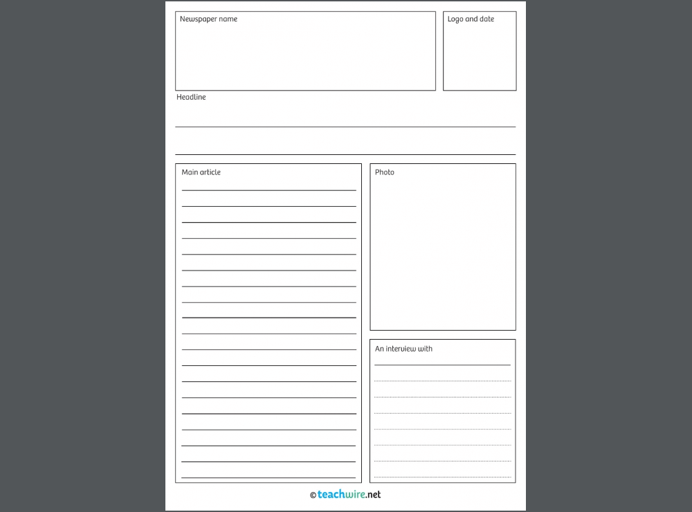 Newspaper Project Template from www.teachwire.net