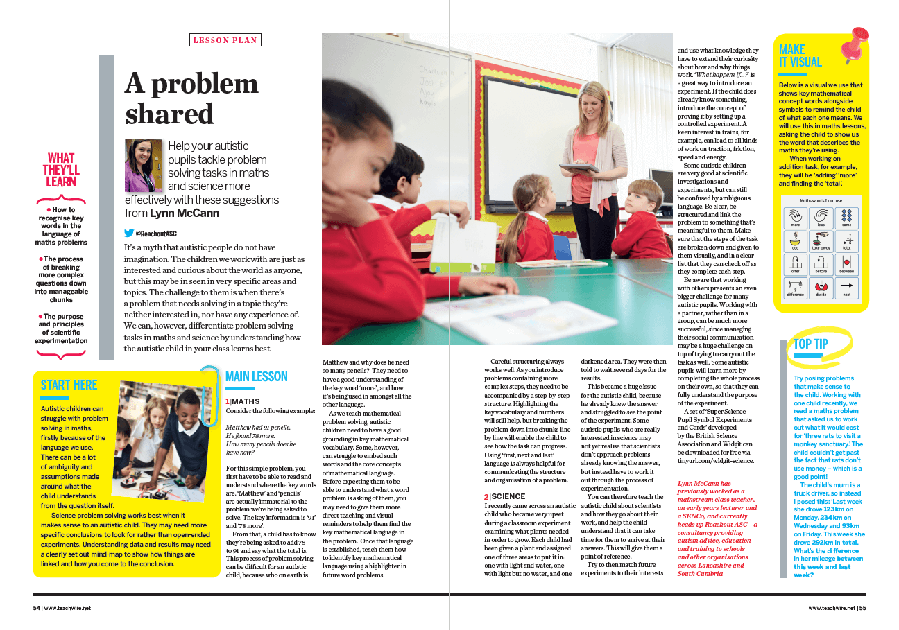 Problem Solving For Autistic Pupils Lesson Plan For Ks1 2 Sen