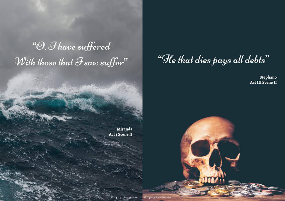 10 The Tempest Quote Posters and Key Quote Worksheet – William Shakespeare Resources for KS3/4 English Literature