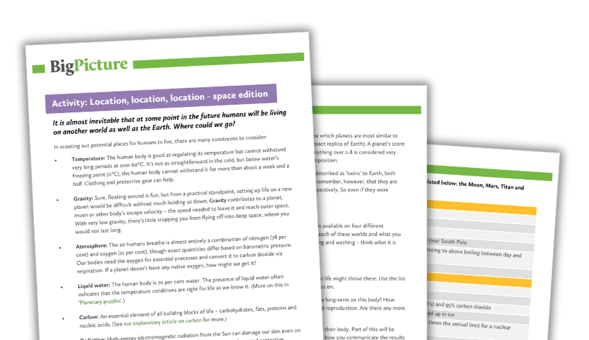 Earth Similarity Index space activity for KS3/4
