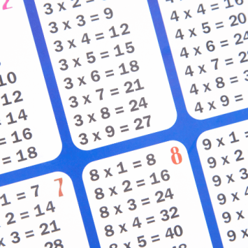 Times tables list, representing rote learning