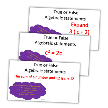 Algebraic statements mini whiteboard game