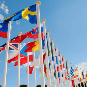 Different nations' flags, representing European Day of Languages