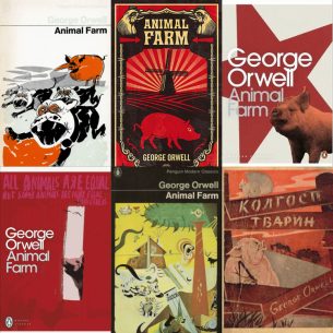 Different cover versions of Animal Farm, a book students can study at GCSE